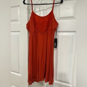 Elegant Red Lace-Trimmed Dress